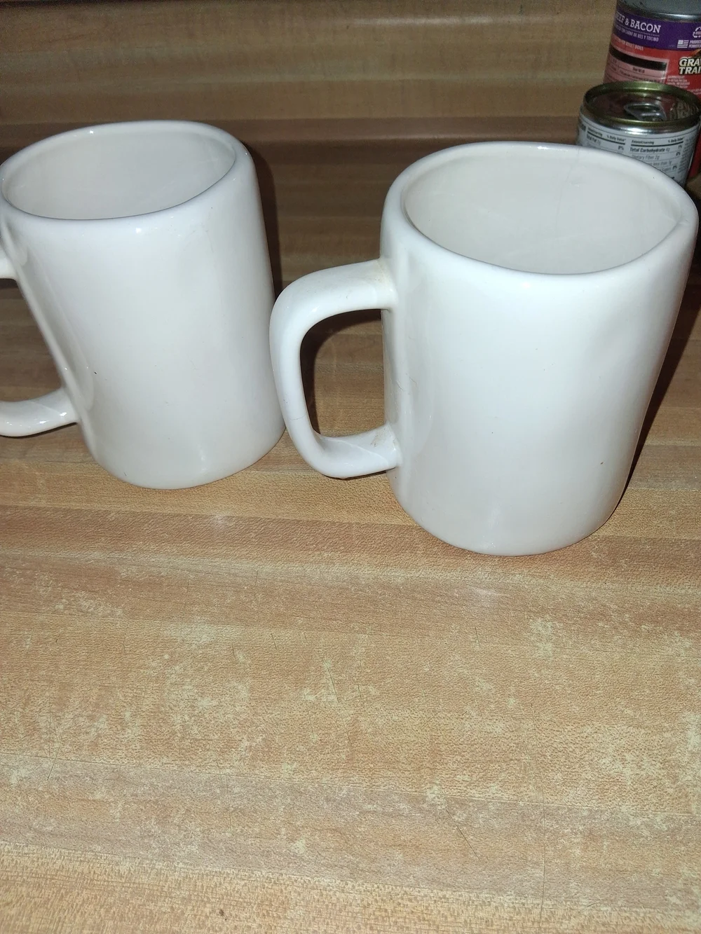 Rae Dunn White Ceramic Cat Mugs with Orange & Light Gray Faces (Set of 2)